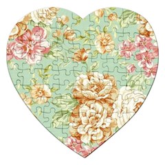 Vintage Pastel Flower Jigsaw Puzzle (heart) by Brittlevirginclothing