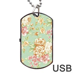 Vintage Pastel Flower Dog Tag Usb Flash (two Sides) by Brittlevirginclothing