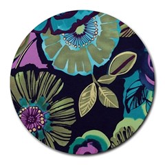 Dark Lila Flower Round Mousepads by Brittlevirginclothing