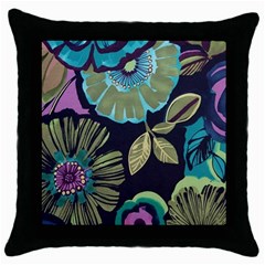 Dark Lila Flower Throw Pillow Case (black) by Brittlevirginclothing