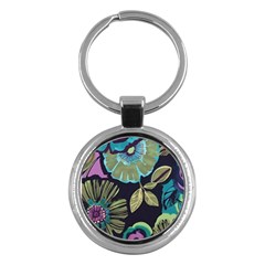 Dark Lila Flower Key Chains (round)  by Brittlevirginclothing