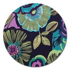 Dark Lila Flower Magnet 5  (round) by Brittlevirginclothing