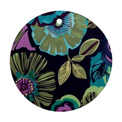 Dark Lila Flower Round Ornament (two Sides) by Brittlevirginclothing