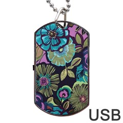 Dark Lila Flower Dog Tag Usb Flash (two Sides) by Brittlevirginclothing