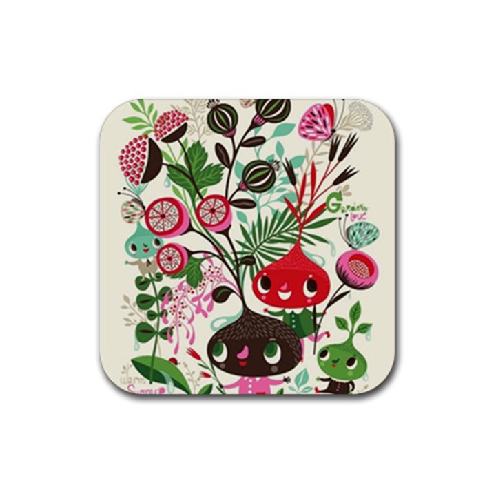 Cute cartoon Rubber Coaster (Square) 