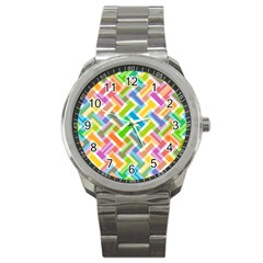 Abstract Pattern Colorful Wallpaper Sport Metal Watch