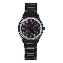 Abstract Seamless Pattern Stainless Steel Round Watch