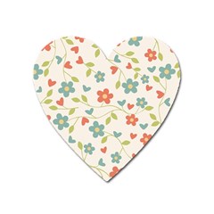 Abstract Vintage Flower Floral Pattern Heart Magnet by Amaryn4rt