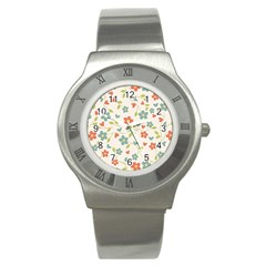 Abstract Vintage Flower Floral Pattern Stainless Steel Watch by Amaryn4rt