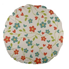 Abstract Vintage Flower Floral Pattern Large 18  Premium Flano Round Cushions