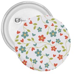 Abstract Vintage Flower Floral Pattern 3  Buttons