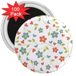 Abstract Vintage Flower Floral Pattern 3  Magnets (100 pack) Front