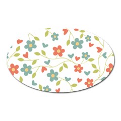 Abstract Vintage Flower Floral Pattern Oval Magnet by Amaryn4rt