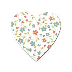 Abstract Vintage Flower Floral Pattern Heart Magnet by Amaryn4rt