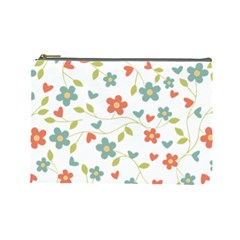 Abstract Vintage Flower Floral Pattern Cosmetic Bag (large) 