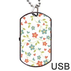 Abstract Vintage Flower Floral Pattern Dog Tag Usb Flash (two Sides) by Amaryn4rt