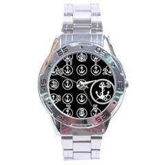 Anchor Pattern Stainless Steel Analogue Watch