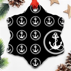 Anchor Pattern Snowflake Ornament (two Sides) by Amaryn4rt