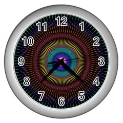 Artskop Kaleidoscope Pattern Ornamen Mantra Wall Clocks (silver)  by Amaryn4rt