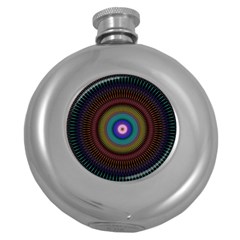 Artskop Kaleidoscope Pattern Ornamen Mantra Round Hip Flask (5 Oz) by Amaryn4rt