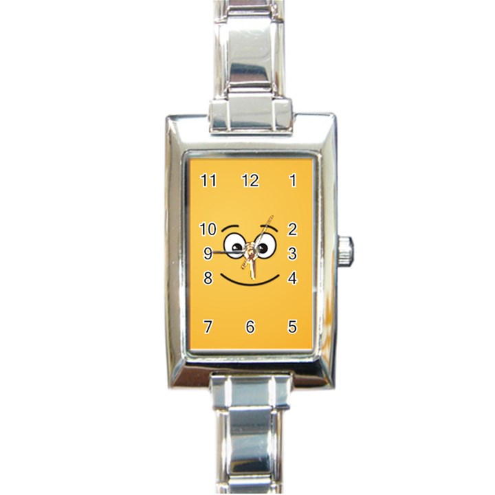 Smiling Face with Open Eyes Rectangle Italian Charm Watch