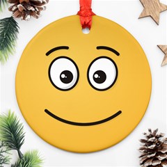 Smiling Face With Open Eyes Ornament (round) by sifis