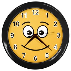 Smiling Face With Open Eyes Wall Clocks (black) by sifis