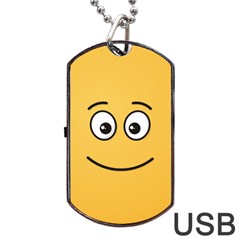 Smiling Face With Open Eyes Dog Tag Usb Flash (one Side) by sifis