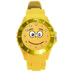 Smiling Face With Open Eyes Round Plastic Sport Watch (l) by sifis