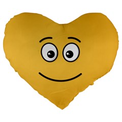 Smiling Face With Open Eyes Large 19  Premium Heart Shape Cushions by sifis