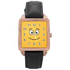 Smiling Face With Open Eyes Rose Gold Leather Watch  by sifis