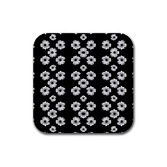 Dark Floral Rubber Coaster (square)  by dflcprints