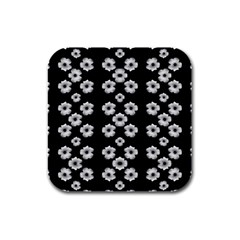 Dark Floral Rubber Square Coaster (4 Pack)  by dflcprints