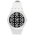 Dark Floral Round Plastic Sport Watch (M) Front