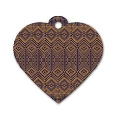 Aztec Pattern Dog Tag Heart (two Sides) by Amaryn4rt