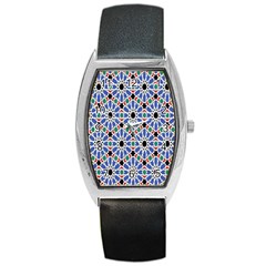 Background Pattern Geometric Barrel Style Metal Watch