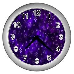 Bokeh Background Texture Stars Wall Clocks (silver)  by Amaryn4rt