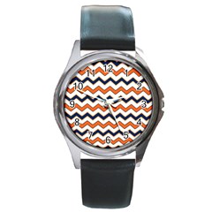 Chevron Party Pattern Stripes Round Metal Watch