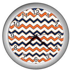 Chevron Party Pattern Stripes Wall Clocks (silver) 