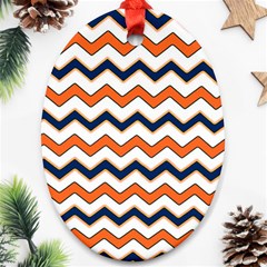 Chevron Party Pattern Stripes Oval Ornament (two Sides)