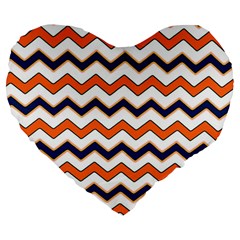 Chevron Party Pattern Stripes Large 19  Premium Flano Heart Shape Cushions