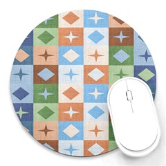 Fabric Textile Textures Cubes Round Mousepads by Amaryn4rt