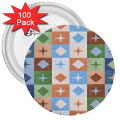 Fabric Textile Textures Cubes 3  Buttons (100 Pack) 