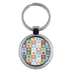 Fabric Textile Textures Cubes Key Chains (round)  by Amaryn4rt