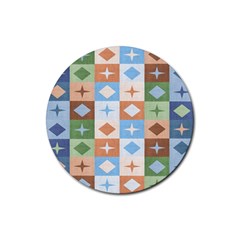 Fabric Textile Textures Cubes Rubber Coaster (round) 