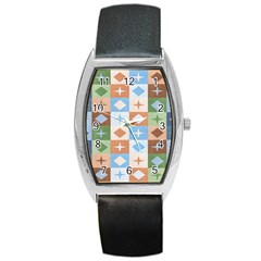 Fabric Textile Textures Cubes Barrel Style Metal Watch