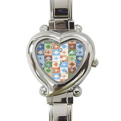 Fabric Textile Textures Cubes Heart Italian Charm Watch