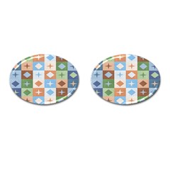 Fabric Textile Textures Cubes Cufflinks (oval)