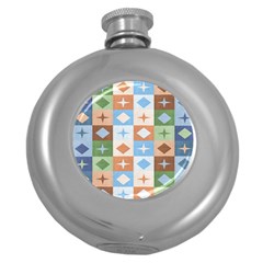 Fabric Textile Textures Cubes Round Hip Flask (5 Oz)