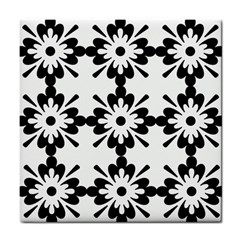 Floral Illustration Black And White Tile Coasters